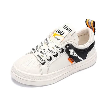 

Unisex White Board Shoes Girls Comfortable Flat Shoes Boys Lace-up Trendy Fashion All-match Casual Shoes