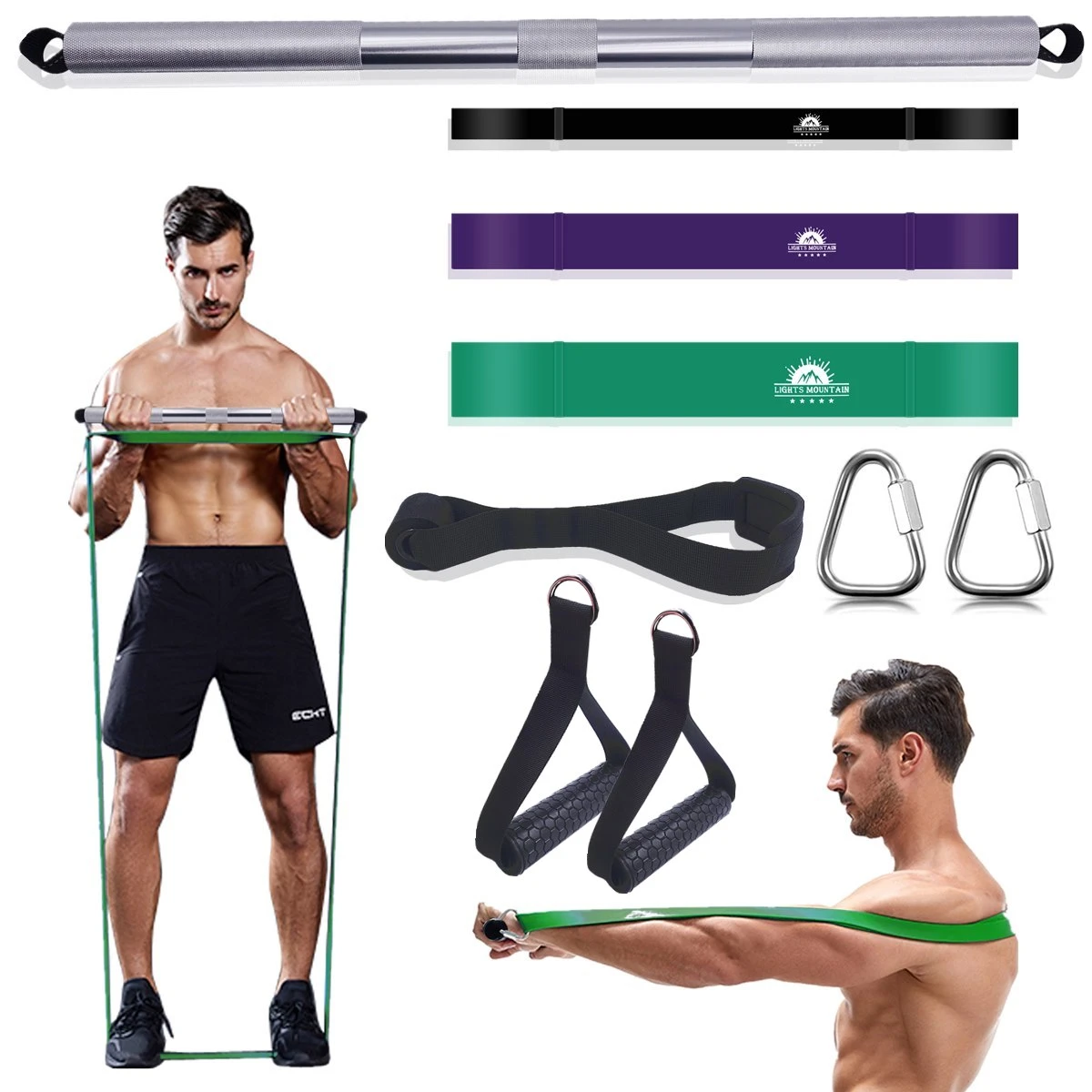 Home Gym Resistance Bands Aluminum Alloy Bar Full Body Workout
