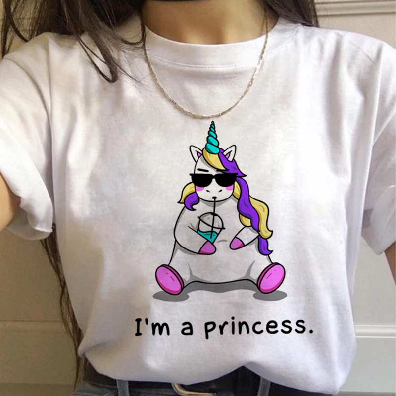 Новый Единорог Harajuku Kawaii футболки для женщин милый Ullzang с героями мультфильмов в
