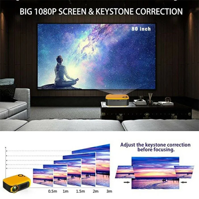 Мини портативный карманный проектор HD 1080P ЖК-видео для домашнего кинотеатра HDMI USB LHB99