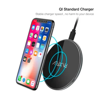 

RAXFLY Ultra-thin QI Wireless Charger 10W Upgrade Support fast charge for iphone 11PRO 8 X XS MAX
