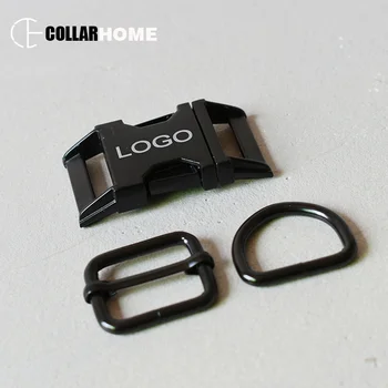 

100 sets engrave logo ID metal belt buckle 25mm non-welded D rings for dog pet collar sewing accessories adjuster slider buckle