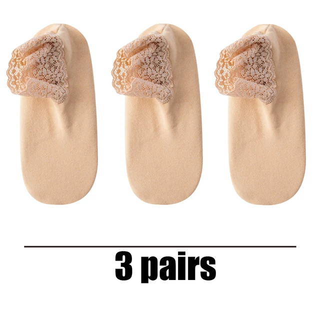 3 Pairs Women Winter Socks Warm Thicken Thermal Soft Solid Color Socks Wool Cashmere Snow Boots Velvet Lace Home Floor Sock Orange