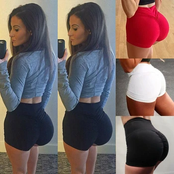 

Women 2020 Shorts Fitness Sport High Waist Gym Shorts Running Jogging Hot Short Trousers Solid Color Elastic Waist Ladies Bottom