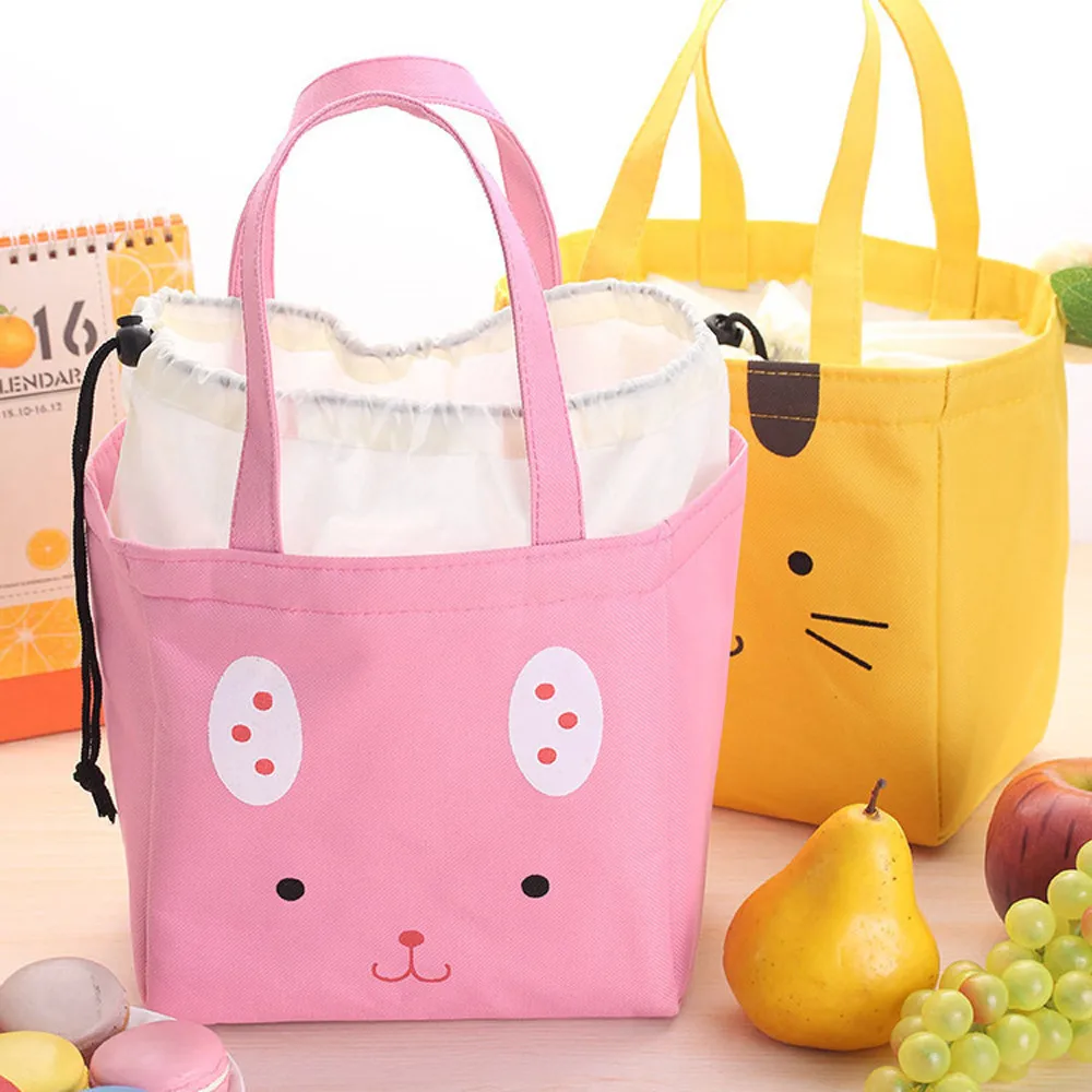 Cute Cartoon Lunch Box Animal Thermal Insulated Tote Cooler Bag Bento Pouch Fresh Food Container Oxford Waterproof Luch Bags