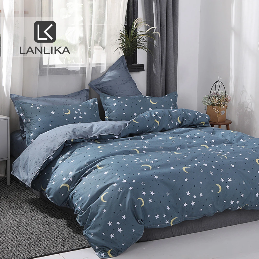 Parkshin 2019 Yeni Mavi Yildiz Ay Nevresim Takimi S Carsaf Nevresim Duz Levha Nevresim Takimi Tek Kisilik Cift Kisilik Tam Kral Cift Kisilik Yatak Seti Yatak Takimlari Aliexpress