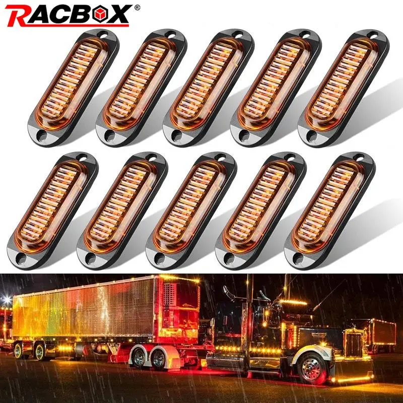 10pcs 12V 24V 4 LED Side Marker Light Car Truck Warning RV Indicators Clearance Red Amber Traffic Grille Signal Lamp | Автомобили и