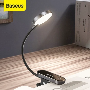 

Baseus USB Led Light Rechargeable Mini Clip-On Desk Lamp Light Flexible Nightlight Warm Reading Lamp For Travel Bedroom Book