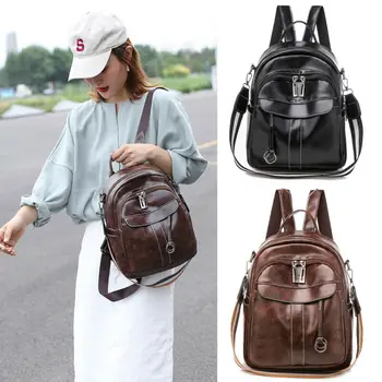 

Vintage Women Leather Backpack Shoulder School Bag Satchel HandBag Travel Rucksack