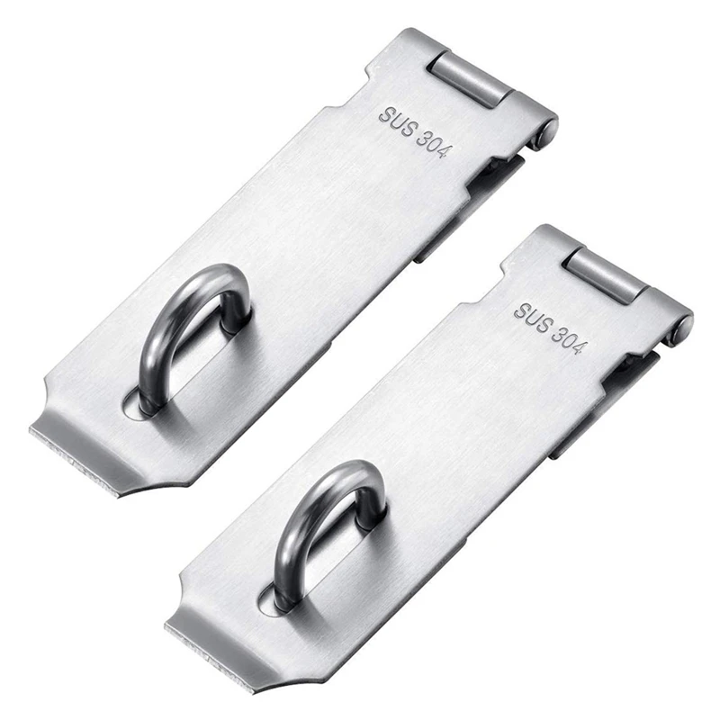 

Padlock Hasp Staple 2 Pack Heavy Duty Safety Door Clasp Gate Lock Latch,SUS304 Stainless Steel Brushed Finish Padlock Clasp Shed