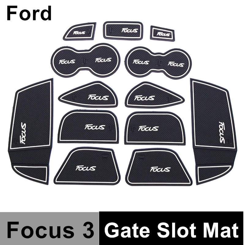 Для Ford Focus 3 MK3 2011 2012 2013 Противоскользящий коврик для ворот резиновый на дверь машины коврик для чашки крышка интерьерные наклейки для автомобиля 13 шт
