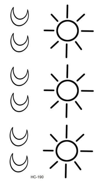 Water Transfer Tattoo Minimalist small sun moon Body Art Waterproof Temporary fake for man woman kid 10.5*6cm