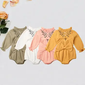 

PUDCOCO Baby Girl Clothes Long Sleeve Big Bowknot Romper Playsuit Jumpsuit Outfit Set 0-24M