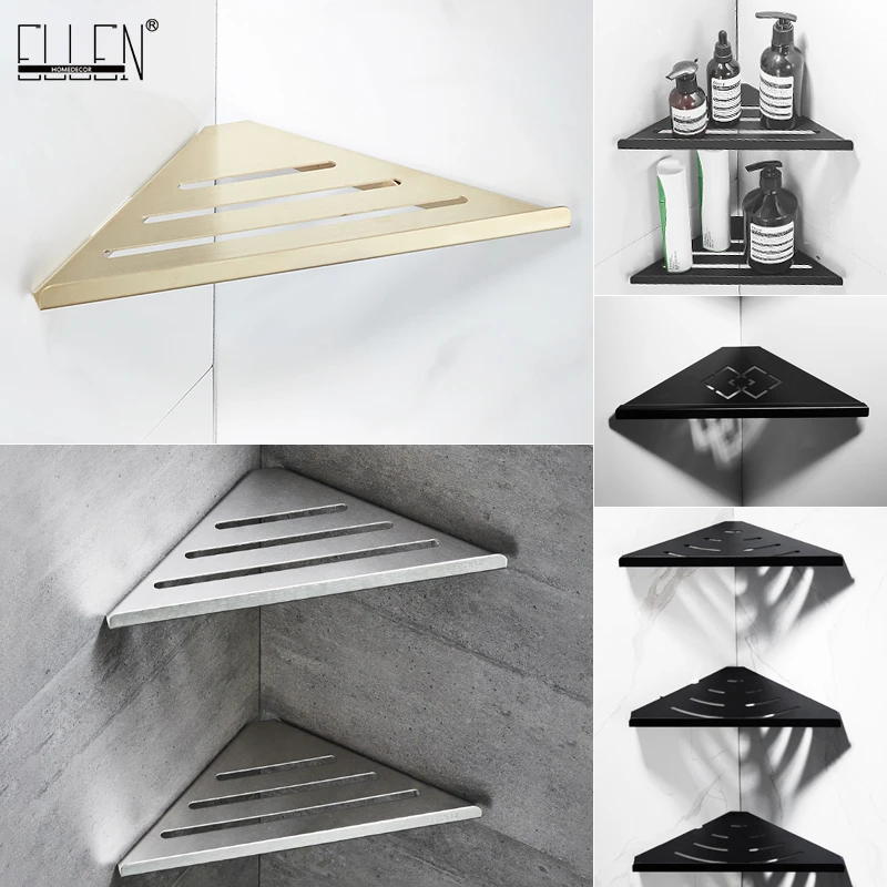 ELLEN Bathroom Corner Shelves Gold Brushed Nickel Stainless Steel Wall Shelf  Shower Storage Bathroom Accessories Shelves EL42