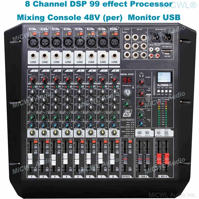 3in1 - 8ch Mixer / 2x2 Audio Interface / Bluetooth - The All New Harbinger  LX8 Audio Mixer 