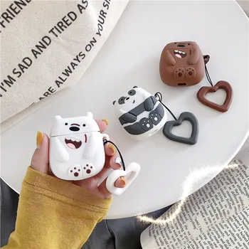 

Cartoon funny bears headset pouch for airpods case wireless bluetooth headphone earphone charging box bare silicone skin
