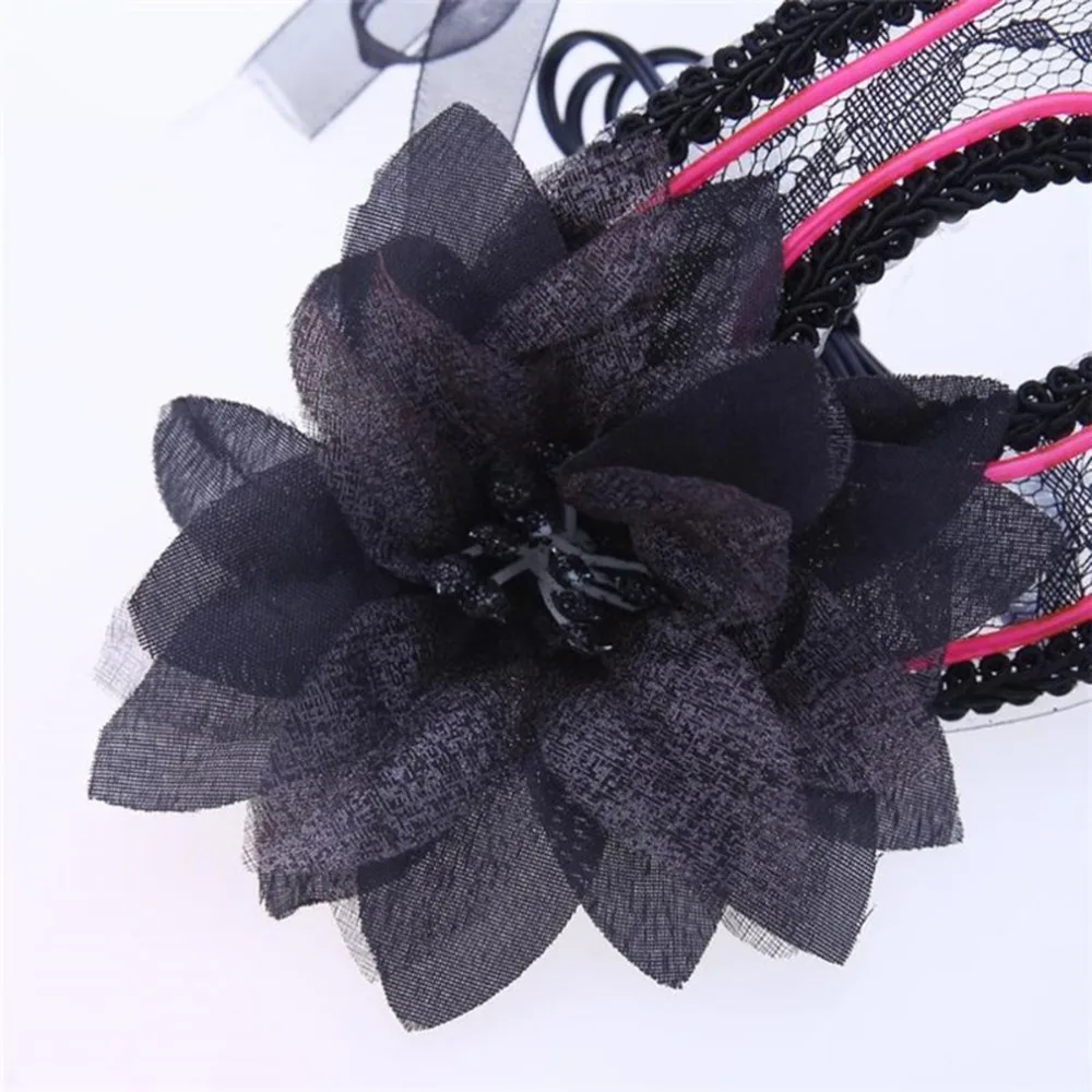 Creative Princess Lace Color Illuminated Mask Half Face EL Glow Mask Party Masquerade Mask Sound Control