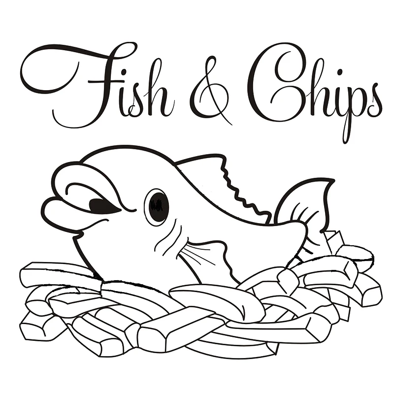 Fish n Chips Fish 14 x 4 cm JDM Decal Sticker Car White Window Sticker