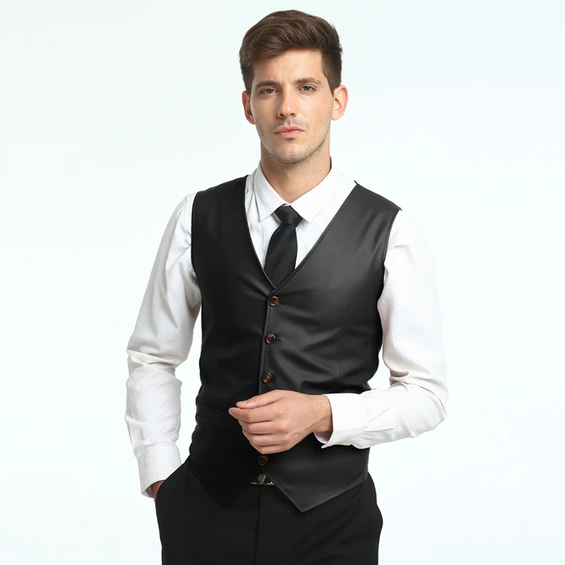 New Arrivals Men casual suit vest Waistcoats smart Casual solid color sleeveless PU leather dress Vest men Tops plus size New Arrivals Men casual suit vest Waistcoats smart Casual solid color sleeveless PU leather dress Vest men Tops plus size