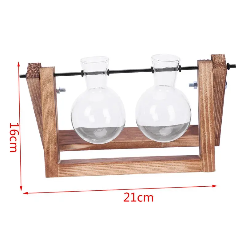 Деревянный современный стиль стекло Настольный завод Бонсай цветок Свадебная декоративная ваза с деревянным поддоном украшение дома аксессуары