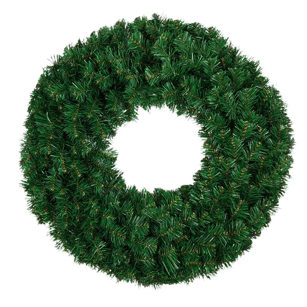 40cm Handmade DIY Christmas Wreath Encryption Green Plastic Simulation PVC Pendant Custom Christmas Decorations