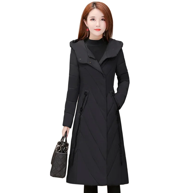 black Thicken Warm Outwear Women Autumn Winter High Quality Parkas Female fashion Hooded Large size L-5XL Cotton Coats women