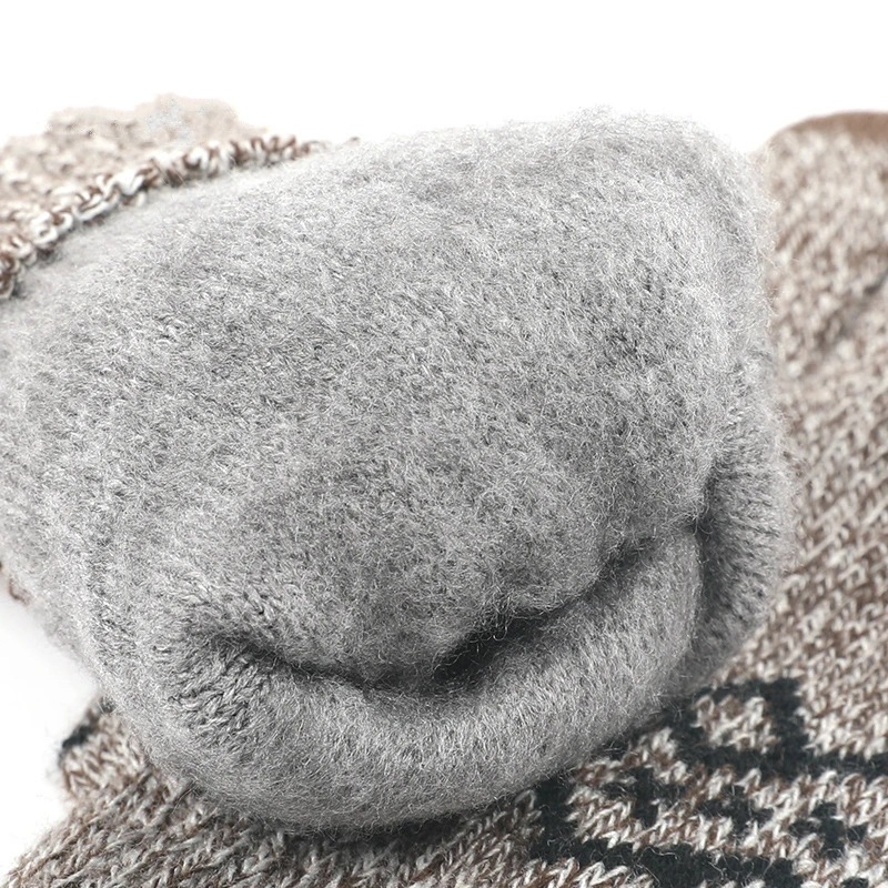 Thickening Knit Gloves Men's Autumn Winter Warm Touch Screen Glove Male Wool Velvet Acrylic Autdoor Riding Mittens Gloves