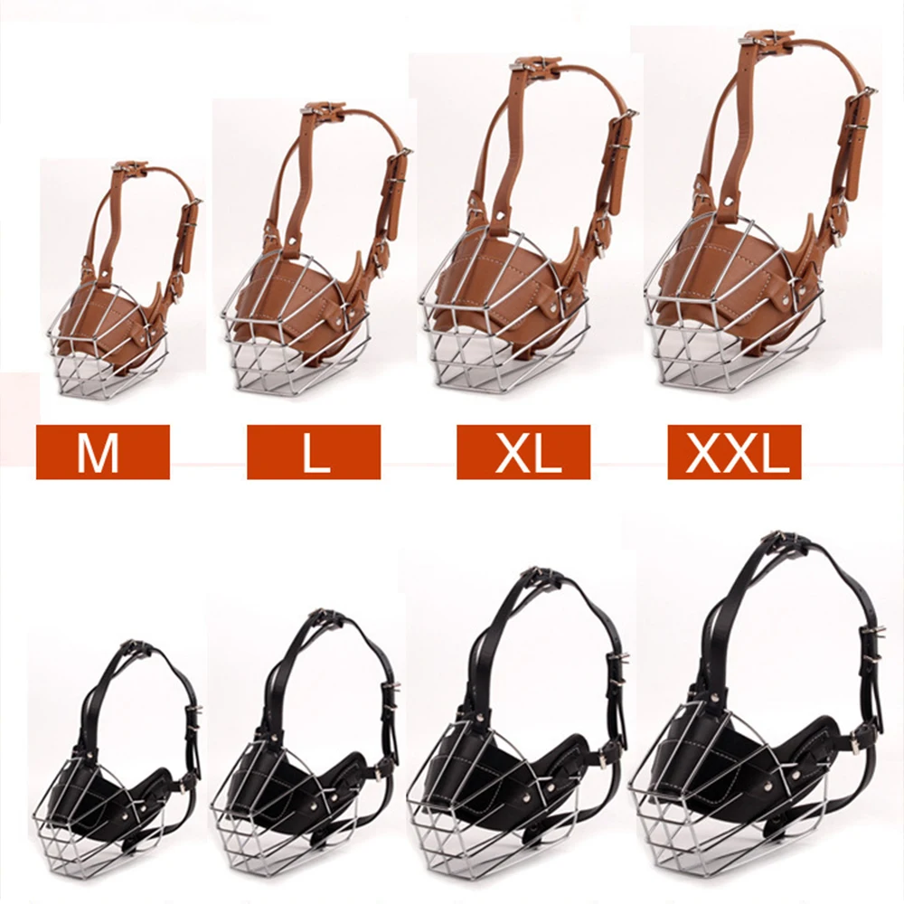 Dog Muzzle Leather Breathable Anti-Biting For Pitbull Wolfhound