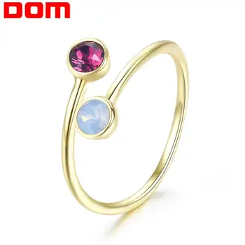 

DOM Authentic 925 Sterling Silver Luxury Crystal Open Size Adjustable Finger Rings for Women Party Wedding Jewelry SVR289
