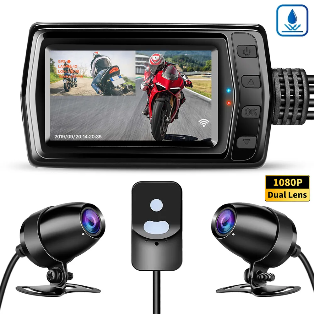 WonVon MT011 мотоциклетная камера видеорегистратор водонепроницаемая двойная Moto HD DVR