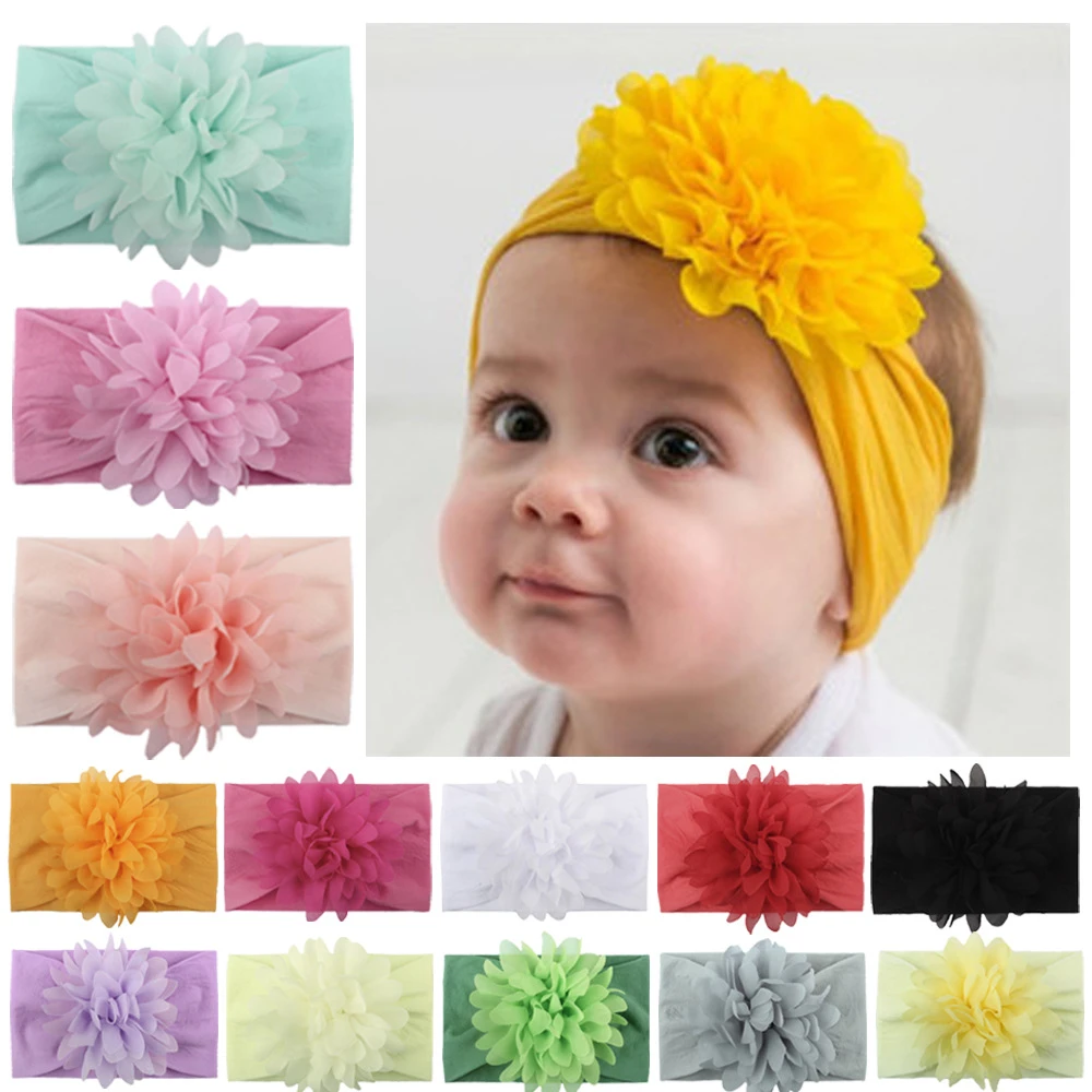 Nylon Wide Headband Floral Baby Girl Headband for Newborn Kids Hairbands Sweet Princess Infant Toddler Turban Baby Accessories crochet baby accessories