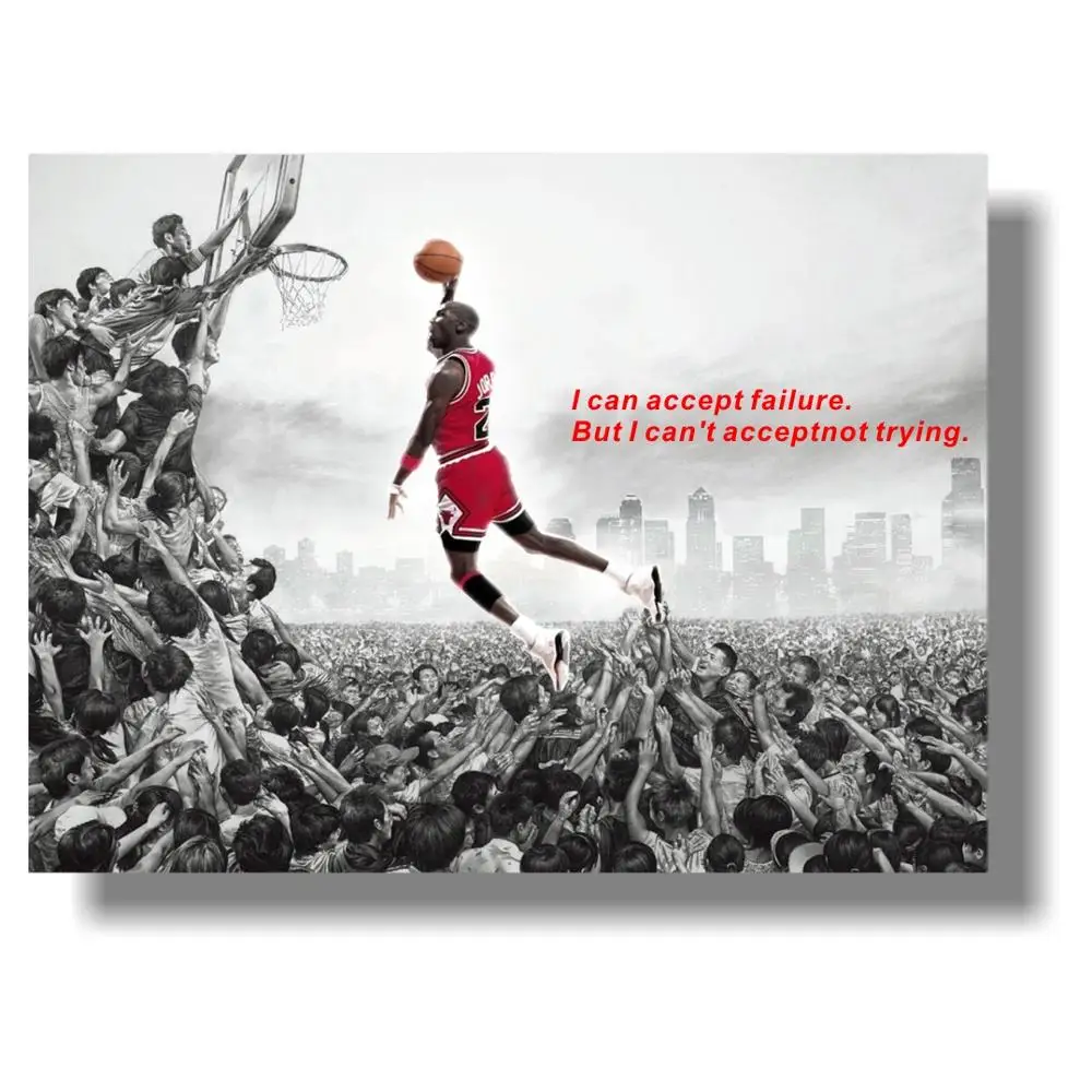 

SUCCESS QUOTE photo poster MICHAEL JORDAN basketball great SPORTS FAN – I can accept failure. But I can't acceptnot trying