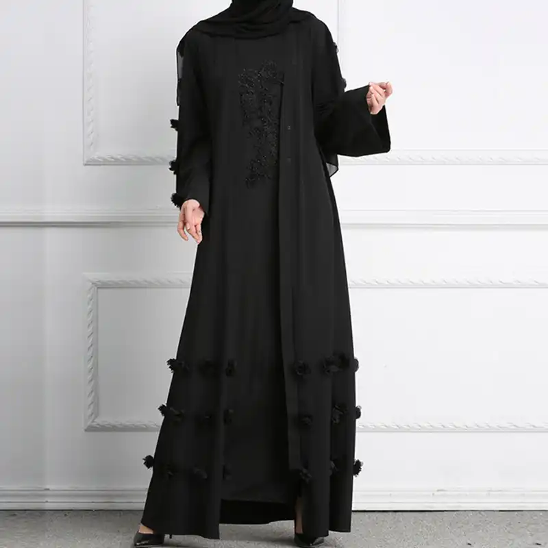 black abaya open