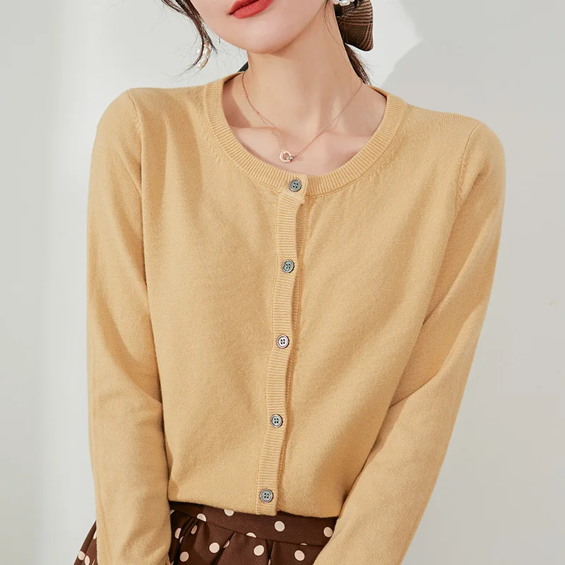 

Women's 2020 Early Spring New Cashmere Knit Cardigan Round Neck Trend Wide Loose Shirt Multi Color Optional