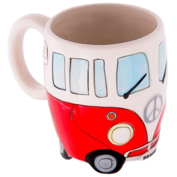 

Creative Hand Painting Double Bus Mugs Retro Ceramic Cup Coffee Milk Tea Mug Drinkware Gifts-Red