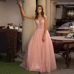 Luxury Beading Evening Dress Tulle Floor Length Long Homecoming Party Gown For Woman Sleeveless Customize Vestido De Noche 2022