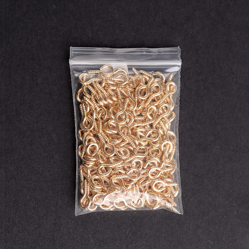 200pcs Small Tiny Mini Eye Pins Eyepins Hooks Eyelets Screw Threaded Gold  Color Clasps Hooks Jewelry Findings For Making DIY