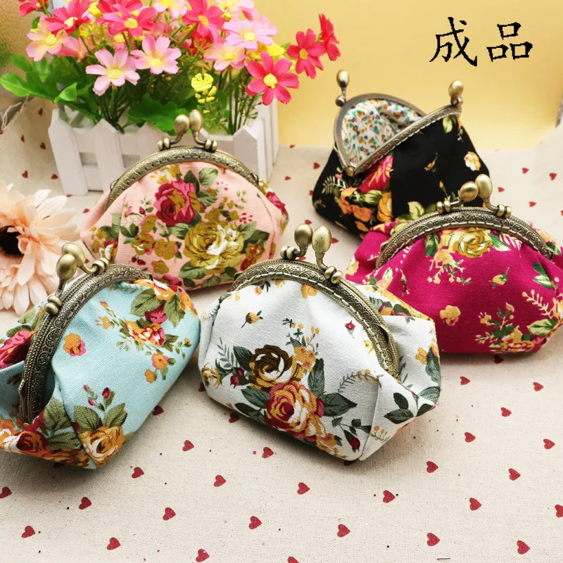 

Vintage Floral Girl Women Handmade Canvas Coin Purse Cute Wallet Mini Card Bag Hasp Pouch Clips Jewelry Earring Bags Crafts