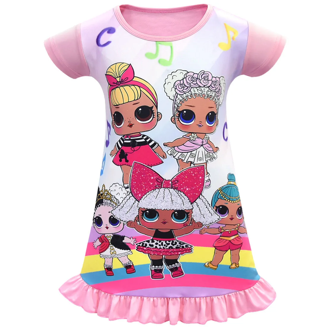 

Lol Printed Cotton Nightdress Little Teen Girl Pajamas Dresses Children Cartoon Summer Nightgown Home Clothes Kids Sleepwear