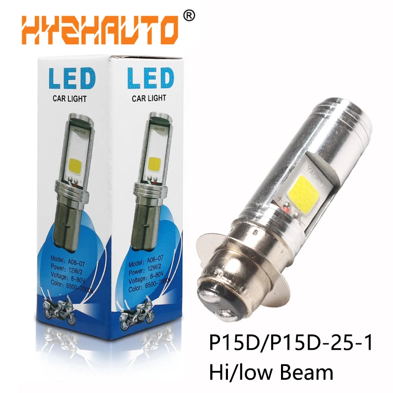 

HYZHAUTO 1Pcs H6M P15D-25-1 Led Motorcycle Headlight P15D Hi/Lo Beam led Moto Motorbike Headlight Fog Light 10W 1000LM 12v