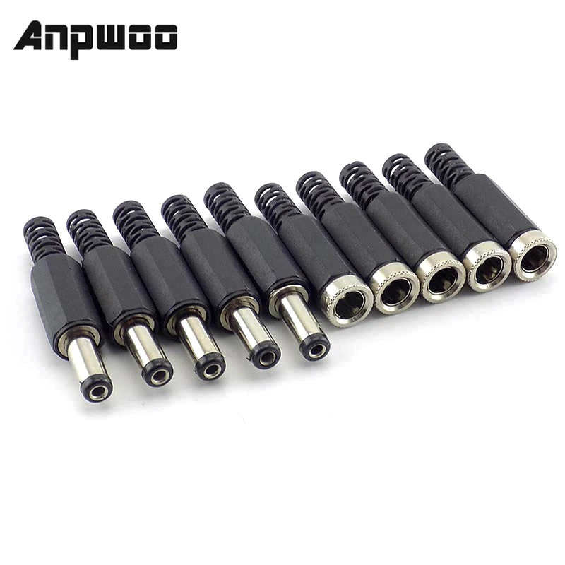 10 шт. DC Power Male Female коннекторы Dc Jack Plug Adapter Cctv Camera Security System 2 1*5 5 мм для DIY