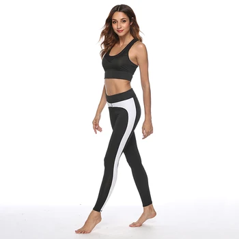 

2019 High Waist Women Legging Fashion Slim Fitness Leggings Breathable Contrast Stripe Stitching Leggings fitness feminina