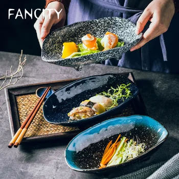 

FANCITY Creative irregular ceramic plates, simple noodles large-capacity deep plate, fish plate, fruit salad plate, rice plate