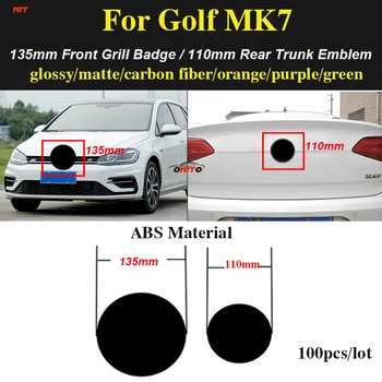 

100PCS For GOLF MK7 Car Styling Front Hood Grilles Badge 135mm 110mm Rear Trunk Emblem Covers Glossy black/Carbon Fiber/Orange