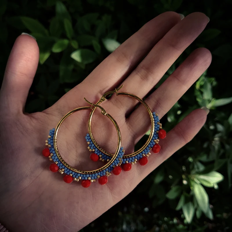 Fairywoo Miyuki Bead Earring Exquisite Ethnic Jewelry Handmade New Stainless Steel Earrings Women Gift Bulk Wholesale | Украшения и