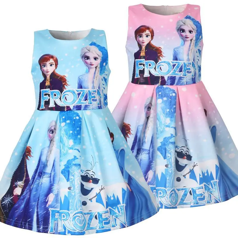 

New Summer Anna Elsa Dress for Girls Anna Print Girls Dress Teenagers Princess Dress Party Elza Baby Girl Lol Clothes Vestidos