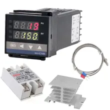 REX-C100 цифровой RKC термостат pid регулятор температуры цифровой REX-C100/25A 40A SSR реле/К термопары зонд/радиатор