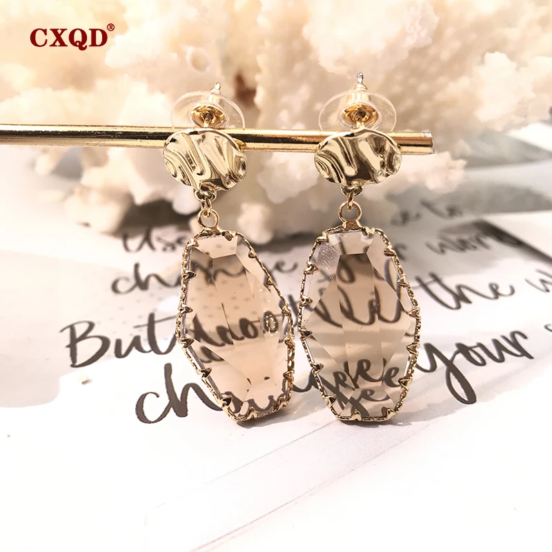 Женские асимметричные серьги CXQD вечерние из прозрачного стекла с кристаллами