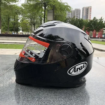 

Double Visor Full Face Black Motorcycle Helmet Inside With Small Sunglasses ABS Material Safety Helmet For Men And Women