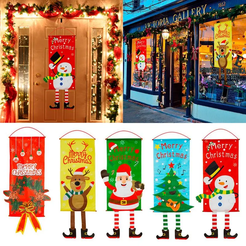 

Xmas Hanging Ornaments Christmas Window Hanging Cloth Door Decor Merry Christmas Decorations For Home Navidad 2020 New Year Gift